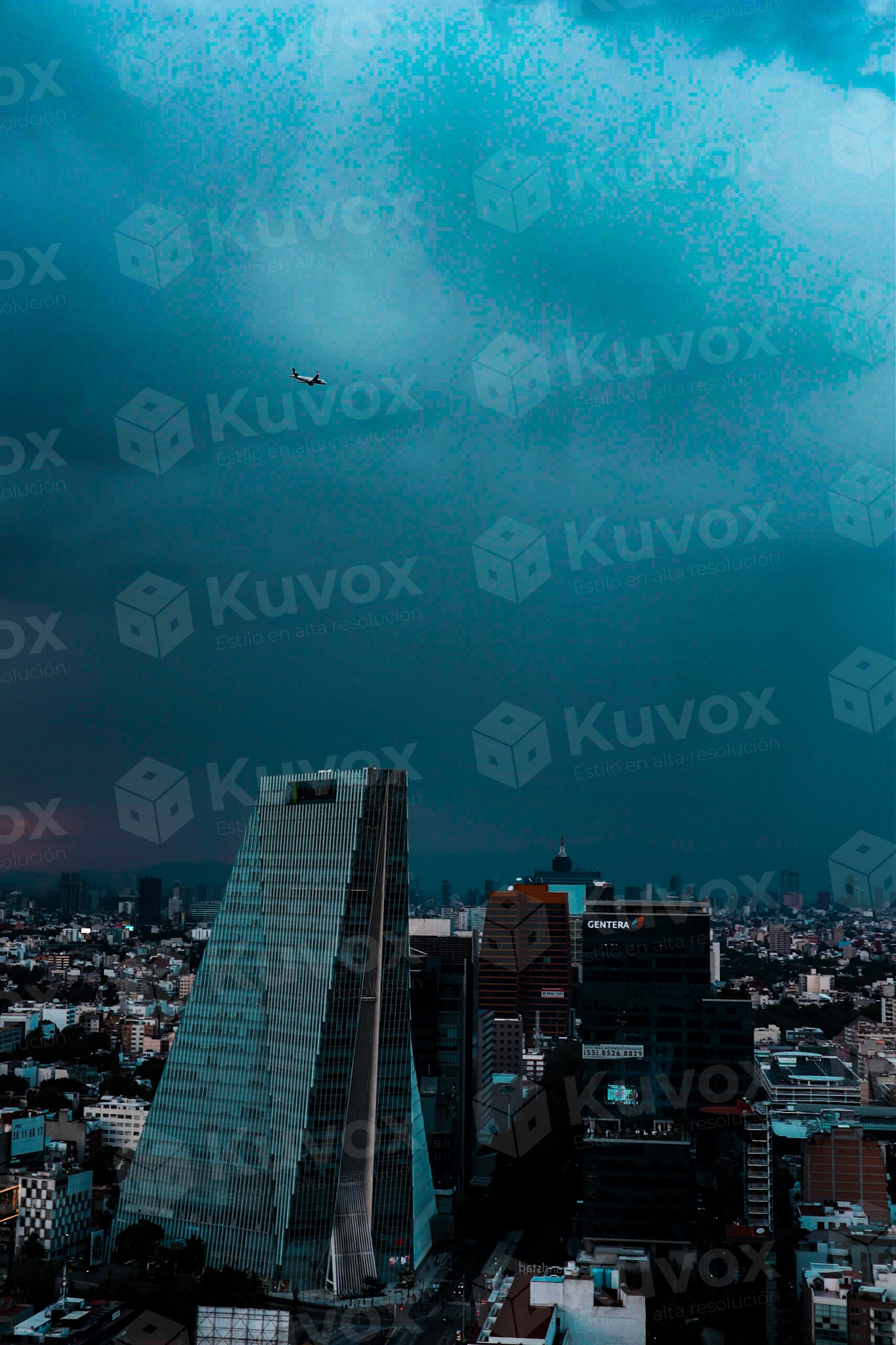 City under the cloudy sky