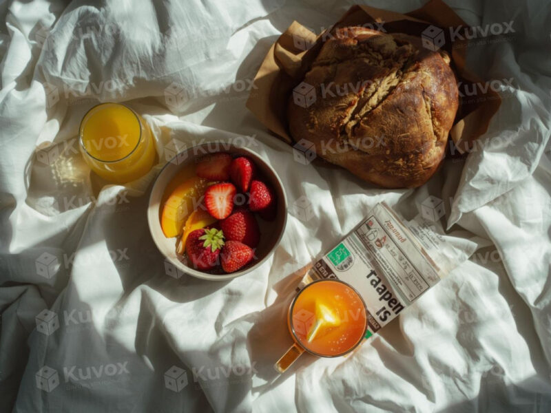 Desayuno saludable en cama