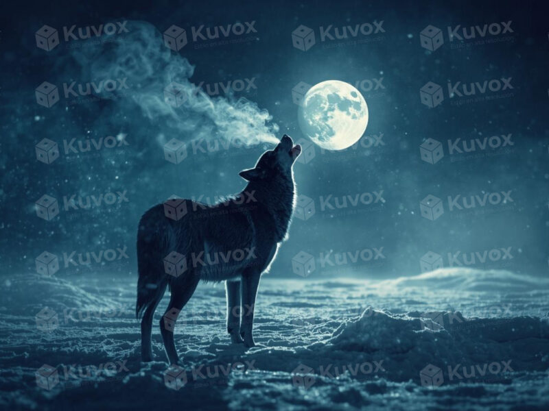 Lobo bajo la luna llena