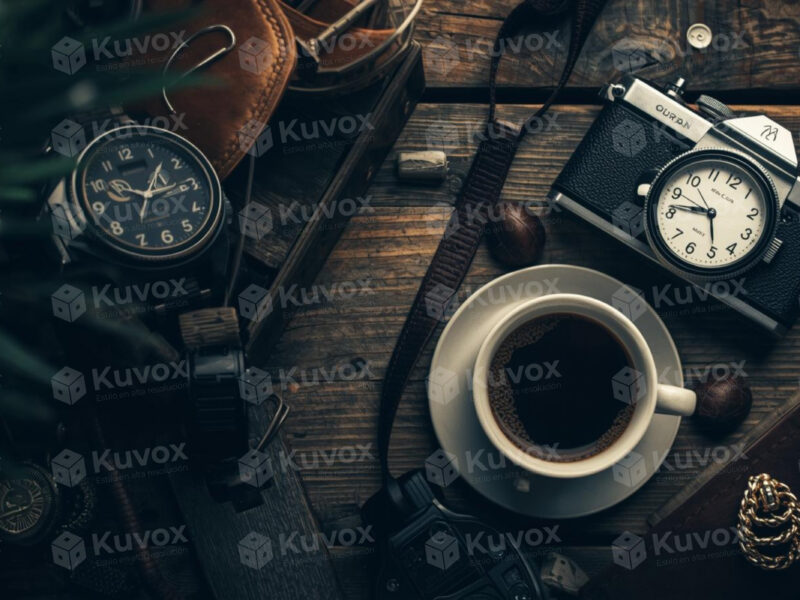 Mesa de café con accesorios