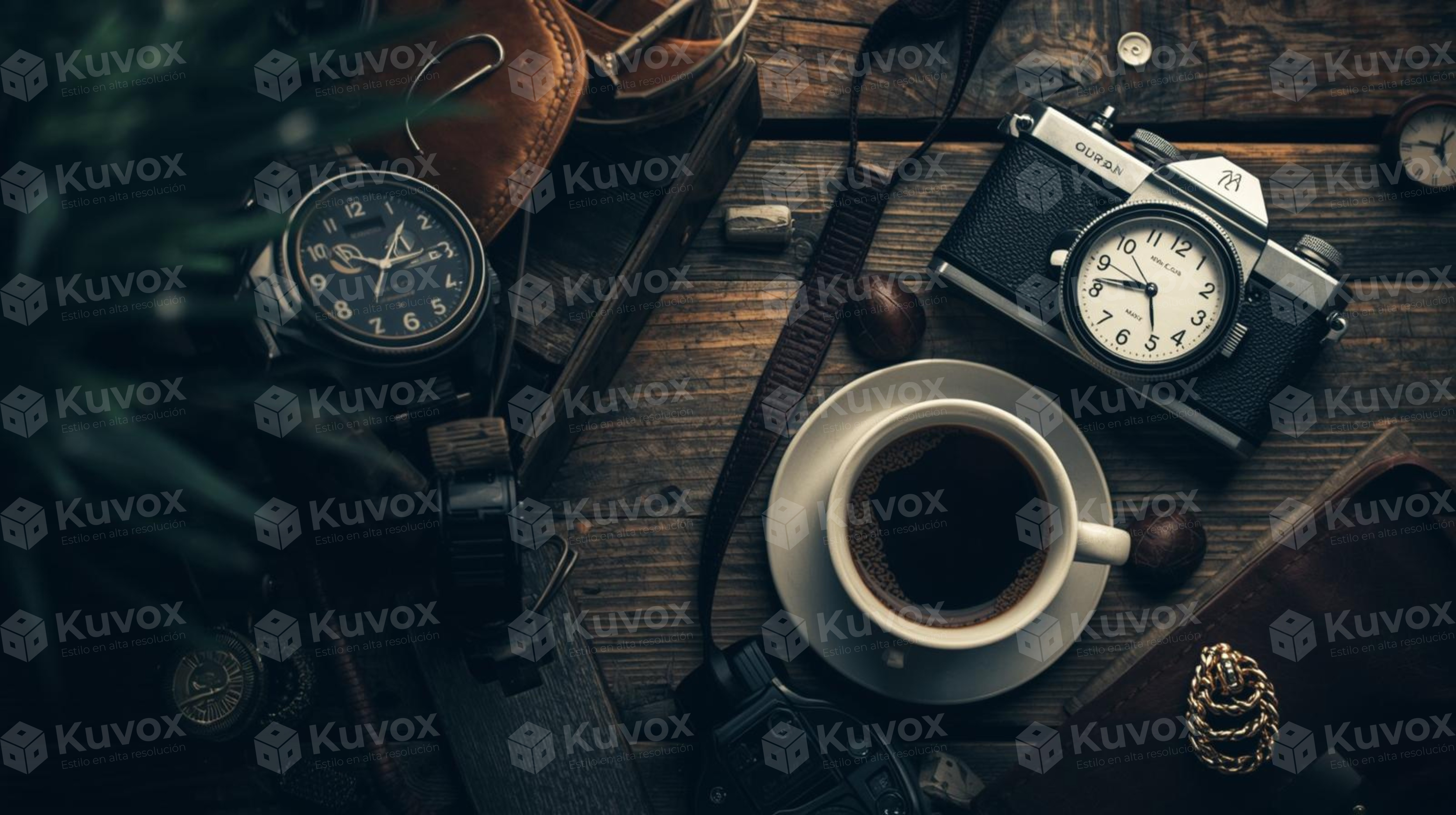 Mesa de café con accesorios