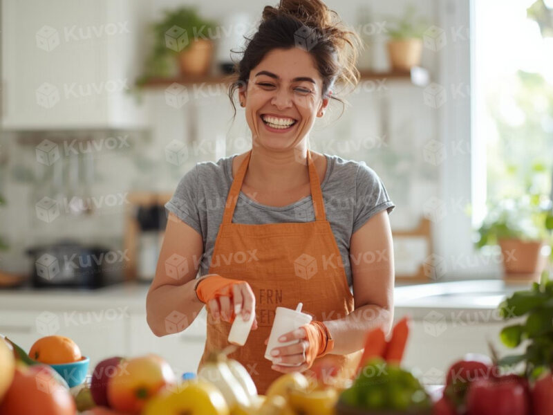 Mujer cocinando desayuno