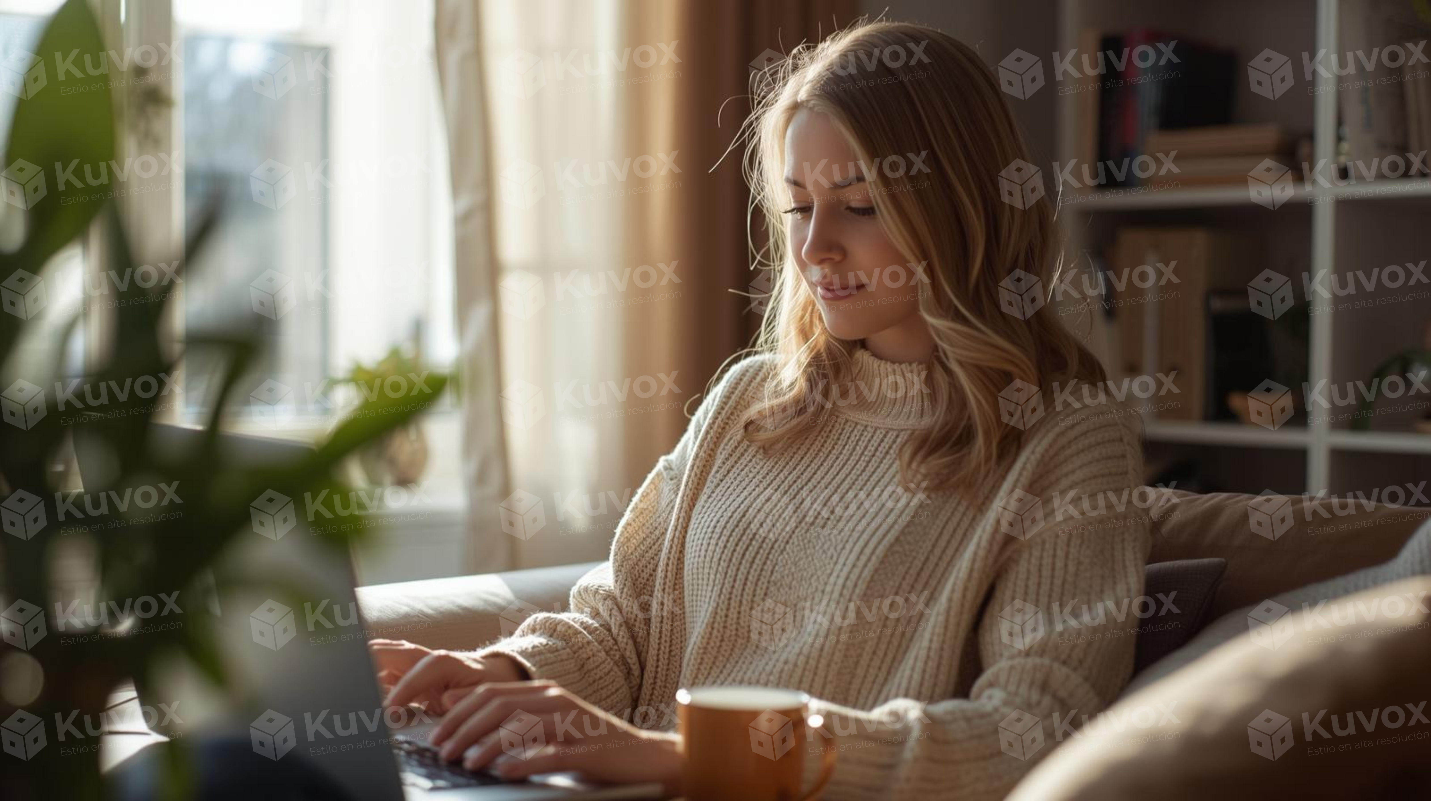 Woman working from home