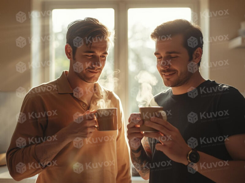 Pareja tomando café