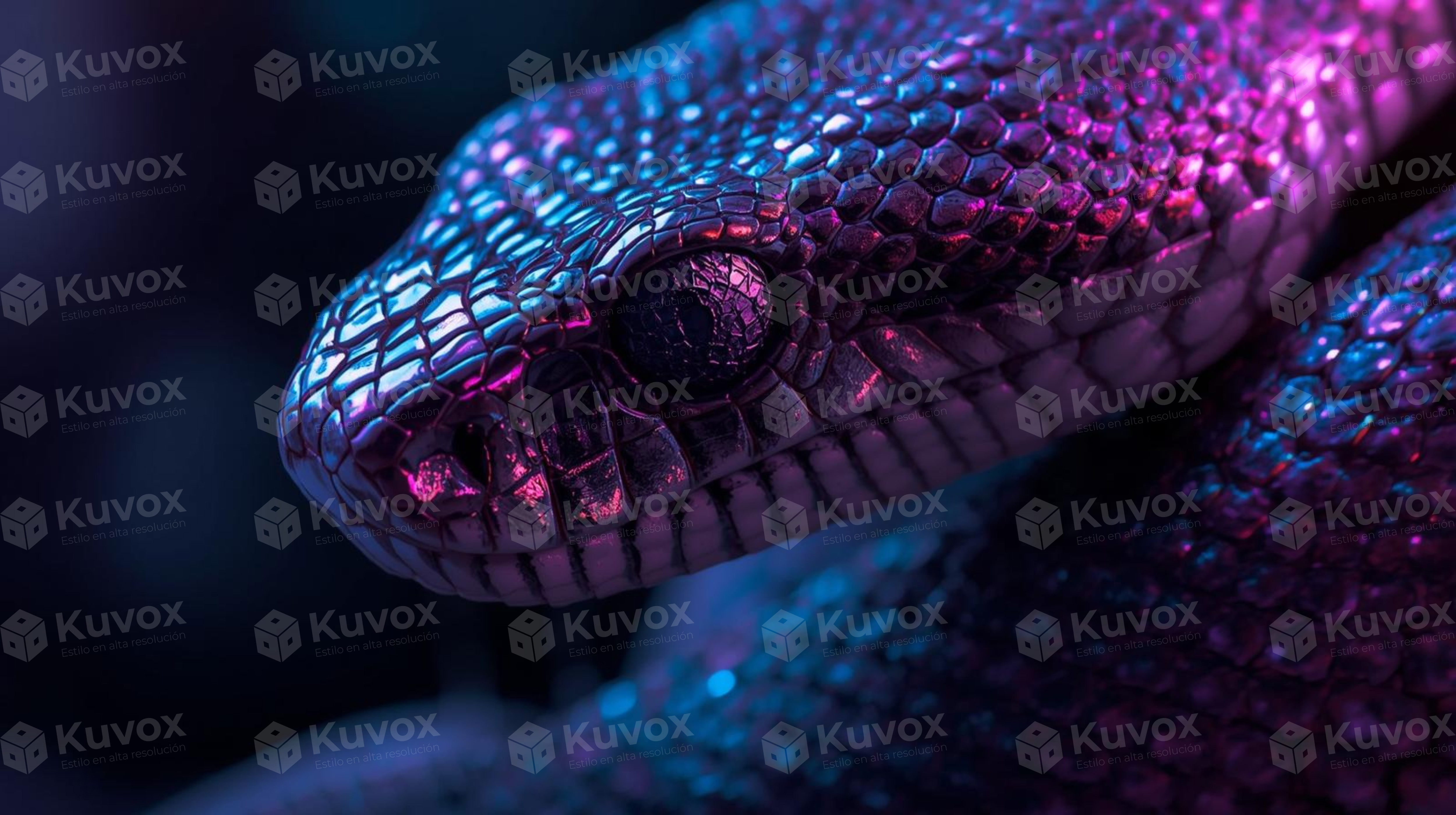 Iridescent snake in closeup